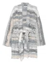 Kangra Cashmere Fringed Belted Cardigan In Gray