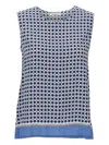 Kangra Cashmere Geometric Print Sleeveless Top In Gray
