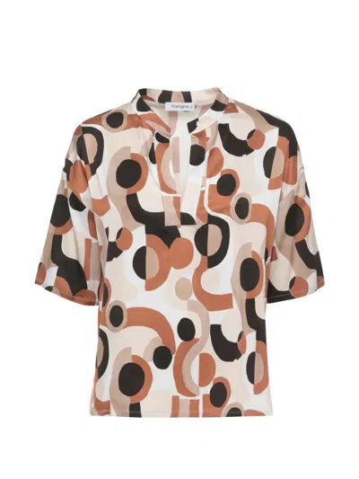 Kangra Cashmere Geometric-print V-neck Blouse In Multi