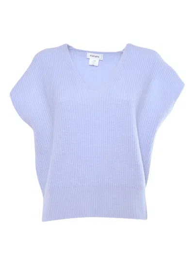 Kangra Cashmere Gilet Chiuso Costa Inglese Scollo V In Blue