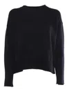 Kangra Cashmere Boxing Crewneck Sweater With Buttoned Sleeves In Black
