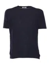 Kangra Cashmere Kangra Short-sleeve Knit Top With Ribbed Detailing In Blue