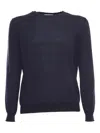 Kangra Cashmere Plain Knit Sweater In Blue