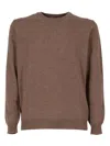 Kangra Cashmere Suede-patch Crew-neck Sweater In Brown