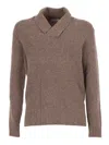 Kangra Cashmere Shawl-collar Wool-cashmere Blend Sweater In Brown