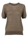 Kangra Cashmere Fine Knit Top With Distressed Edges In Brown