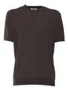 Kangra Cashmere Short Sleeve Sweater In Brown