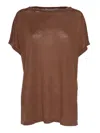 Kangra Cashmere Brown Short Sleeved Sweater In Brown