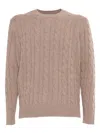 Kangra Cashmere Ribbed Crewneck Sweater In Brown