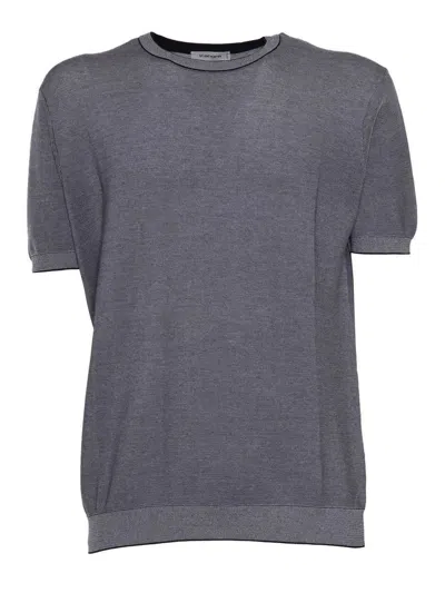 Kangra Cashmere Links Short Sleeve Sweater In Gray