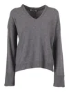 Kangra Cashmere Knit Pullover With Strass Embellishments At Cuffs In Gray