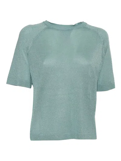 Kangra Cashmere Short-sleeve Ribbed-trim Sweater In Green