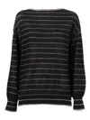 Kangra Cashmere Boat Neck Sweater With Fringed Details In Black