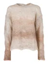 Kangra Cashmere Crew Neck Sweater With A Shadered Effect In Neutral