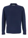 Kangra Cashmere Blue Crewneck Sweater In Wool Man In Blue