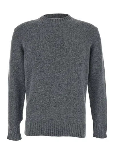 KANGRA CASHMERE GREY CREW NECK SWEATER IN WOOL MAN
