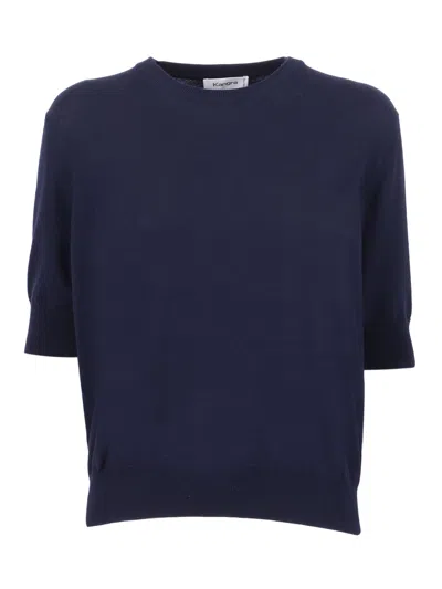 Kangra Cashmere Girocollo Man.corta Rasato Regular Fit In Blue