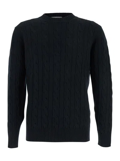 Kangra Cashmere Cable-knit Crew-neck Sweater In Black