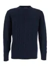 Kangra Cashmere Cable-knit Crew-neck Sweater In Blue