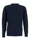 Kangra Cashmere Cable-knit Crew-neck Sweater In Blue