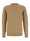 Kangra Cashmere Cable-knit Crew-neck Sweater In Brown