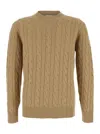 Kangra Cashmere Cable-knit Crew-neck Sweater In Sand
