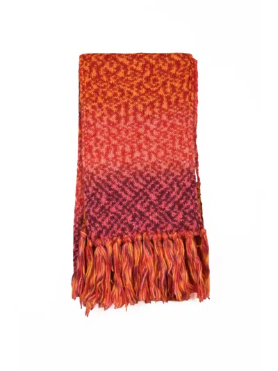 Kangra Cashmere Gradient Patterned Kangra Scarf With Fringed Edges In Brown