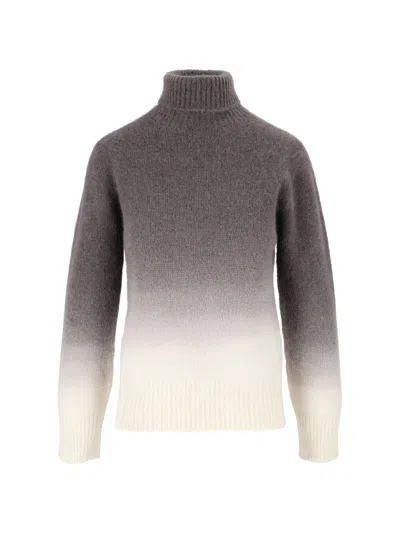 Kangra Cashmere Gradient Seamless Rollneck Knit Turtleneck In White