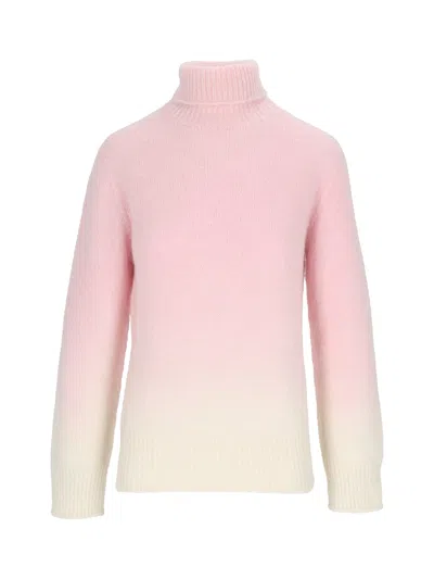 Kangra Cashmere Gradient Seamless Turtleneck Sweater With Ribbed Finishing In Multi