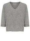 Kangra Cashmere Grey Cotton-blend V-neck Top In Gray