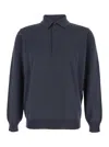 Kangra Cashmere Grey Polo Shirt With Classic Collar And Ribbed Trims In Wool Man In Gray
