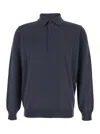Kangra Cashmere Grey Polo Shirt With Classic Collar And Ribbed Trims In Wool Man In Gray