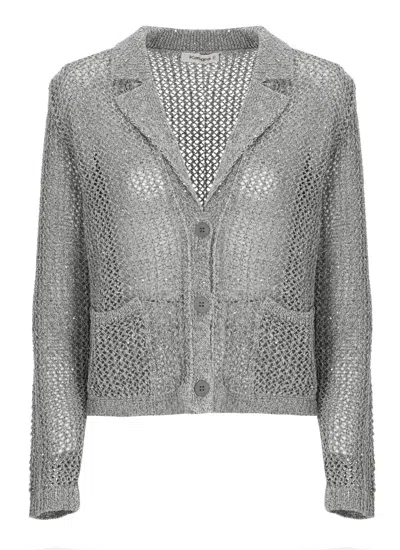 Kangra Cashmere Grey Sequined Cotton-blend Blazer In Gray