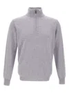 Kangra Cashmere Half-zip High-neck Sweater In Gray