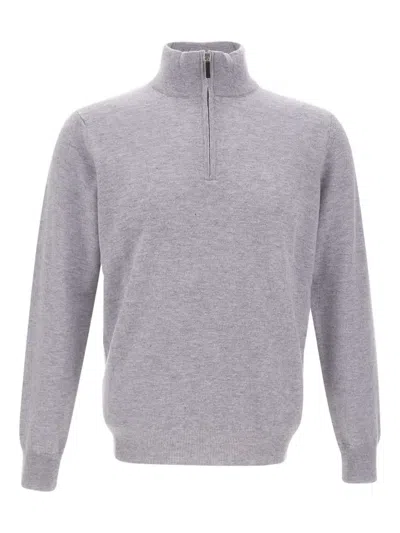 Kangra Cashmere Half-zip High-neck Sweater In Gray