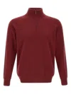Kangra Cashmere Half-zip High-neck Sweater In Red