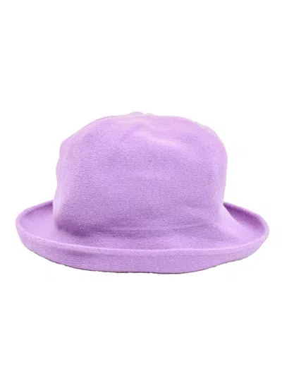 Kangra Cashmere Wide Brim Hat In Purple