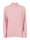 Kangra Cashmere Crater Neck Sweater With Raglan Sleeves And Vents In Pink