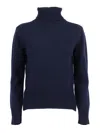 Kangra Cashmere Regular Fit Turtleneck With Dropped Hem In Blue