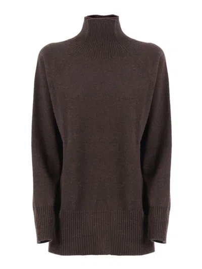 Kangra Cashmere Raglan-sleeve Turtleneck Sweater In Brown