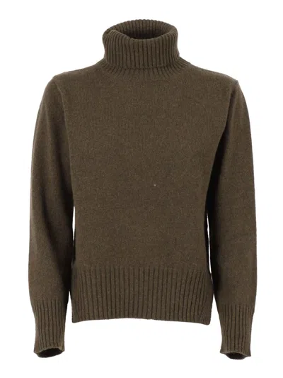 Kangra Cashmere Turtleneck Ribbed-hem Sweater In Brown