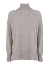 Kangra Cashmere Crater Neck Sweater With Raglan Sleeves And Vents In Gray