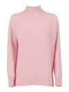 Kangra Cashmere Crater Neck Sweater With Raglan Sleeves And Vents In Pink