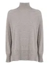 Kangra Cashmere Crater Neck Sweater With Raglan Sleeves And Vents In Gray