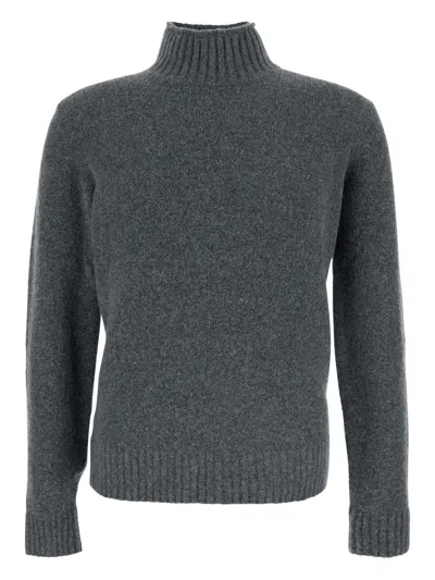 KANGRA CASHMERE HIGH-NECK RIBBED SWEATER