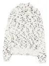 Kangra Cashmere High-neck Speckled Knit Sweater In White
