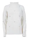 Kangra Cashmere High Neck Sweater With Diamond Intarsia In White