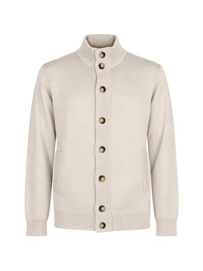 Kangra Cashmere High-neck Buttoned Cardigan In Neutral