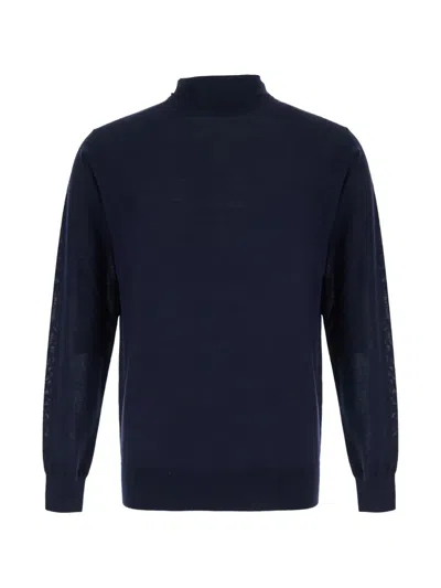 Kangra Cashmere High-neck Long-sleeve Sweater In Blue