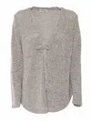 Kangra Cashmere Relaxed Fit Sequin-embellished Jacket With Deep V-neckline In Gray